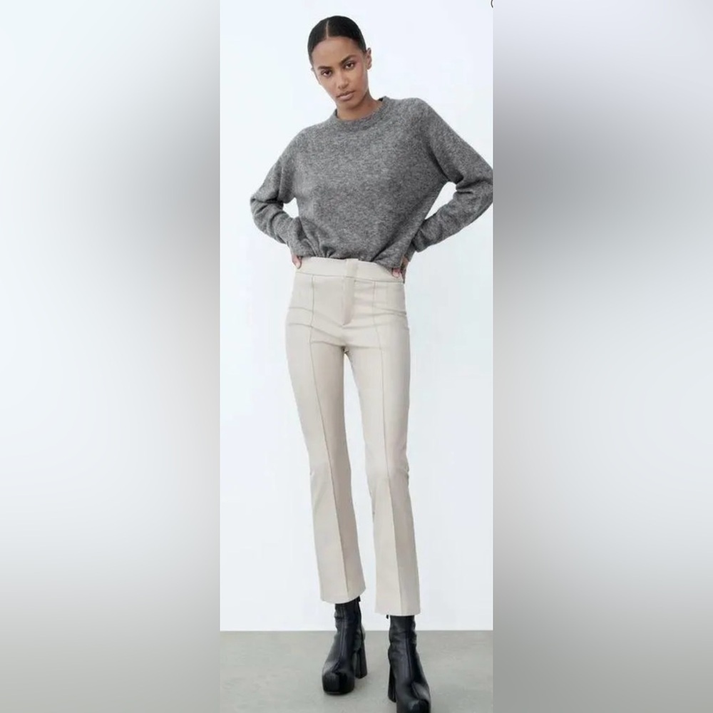 NWT Zara Faux Leather Cropped Flare Pants- size XS